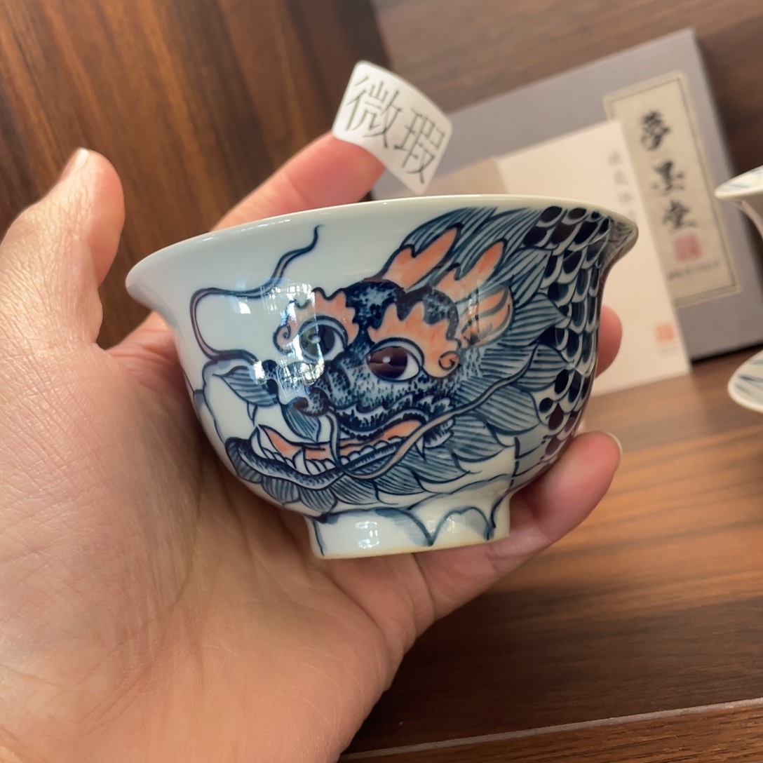 釉下手绘茶具微瑕