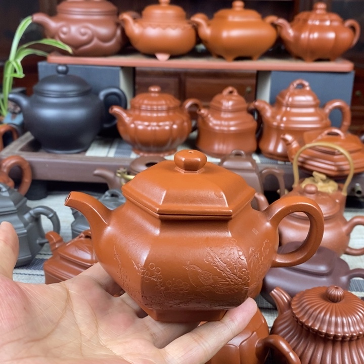 紫砂茶壶六方掇只260cc原矿赵庄朱泥特价