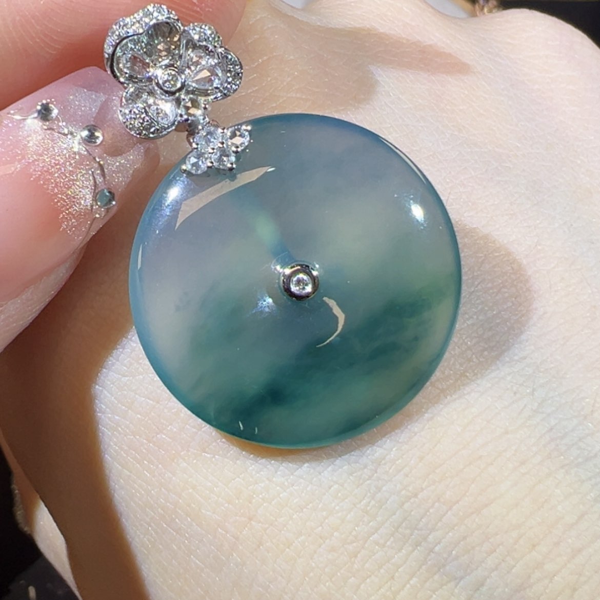 【闪购商品】翡翠18K金镶嵌吊坠(不含链)天然翡翠