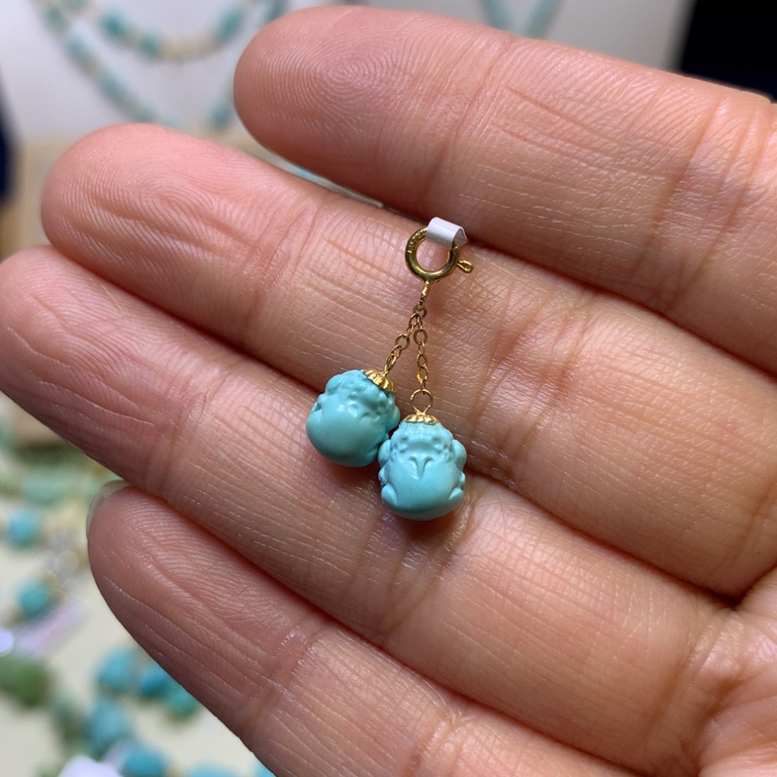 穆***夏绿松石18K金镶嵌挂件