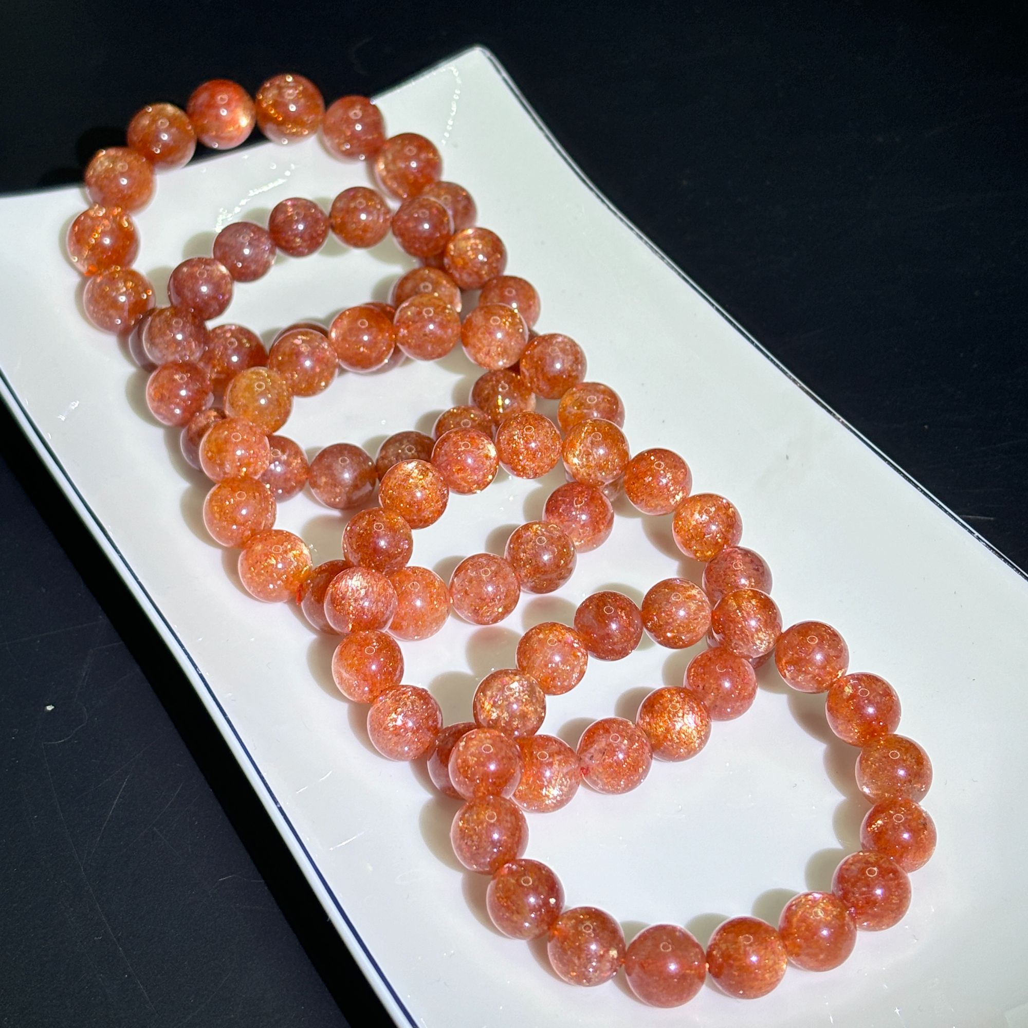 坦桑尼亚老矿毕业金太阳手串高级爆闪日光石 J2123 多样性发其一