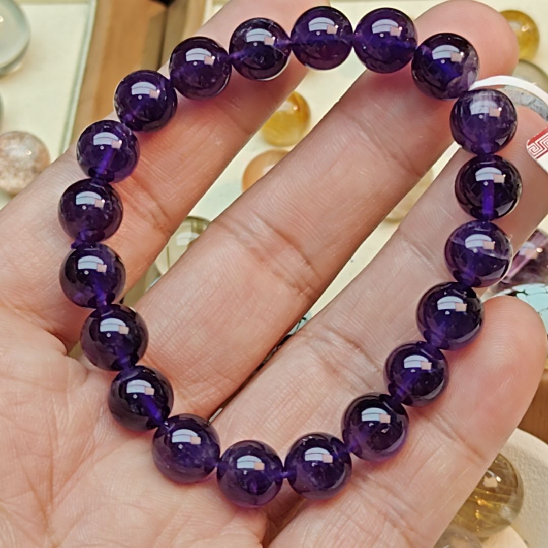 手链未镶嵌紫晶10mm天然紫水晶