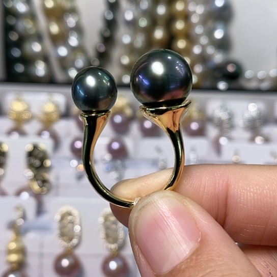 海水珍珠戒指银S925镶嵌8-12