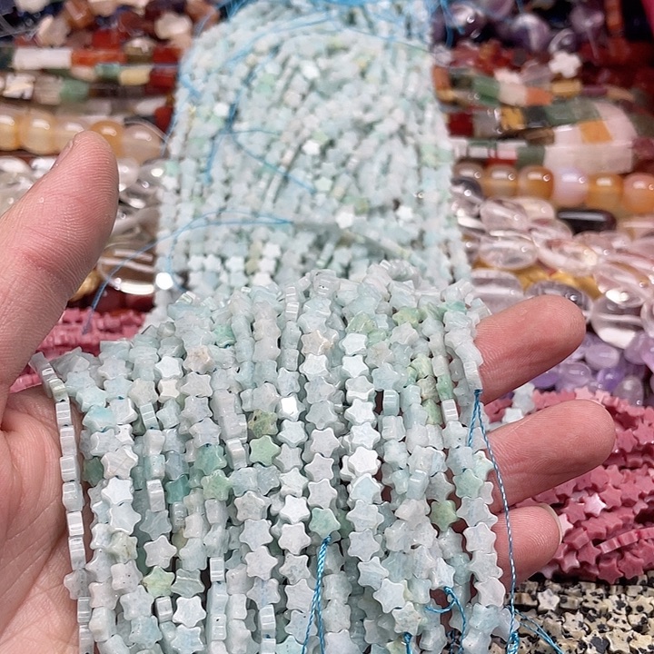 玛瑙/玉髓珠宝半成品未镶嵌一条6mm天河石星星