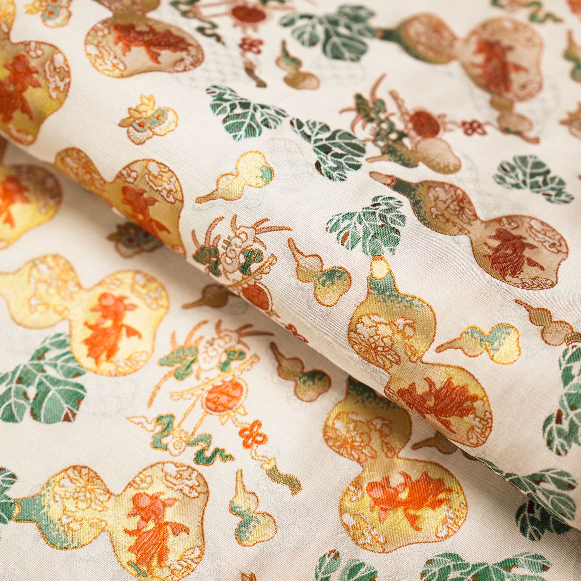 【葫芦有余】宋锦 桑蚕丝面料 140幅宽 国风古韵【一经开裁概不退换】