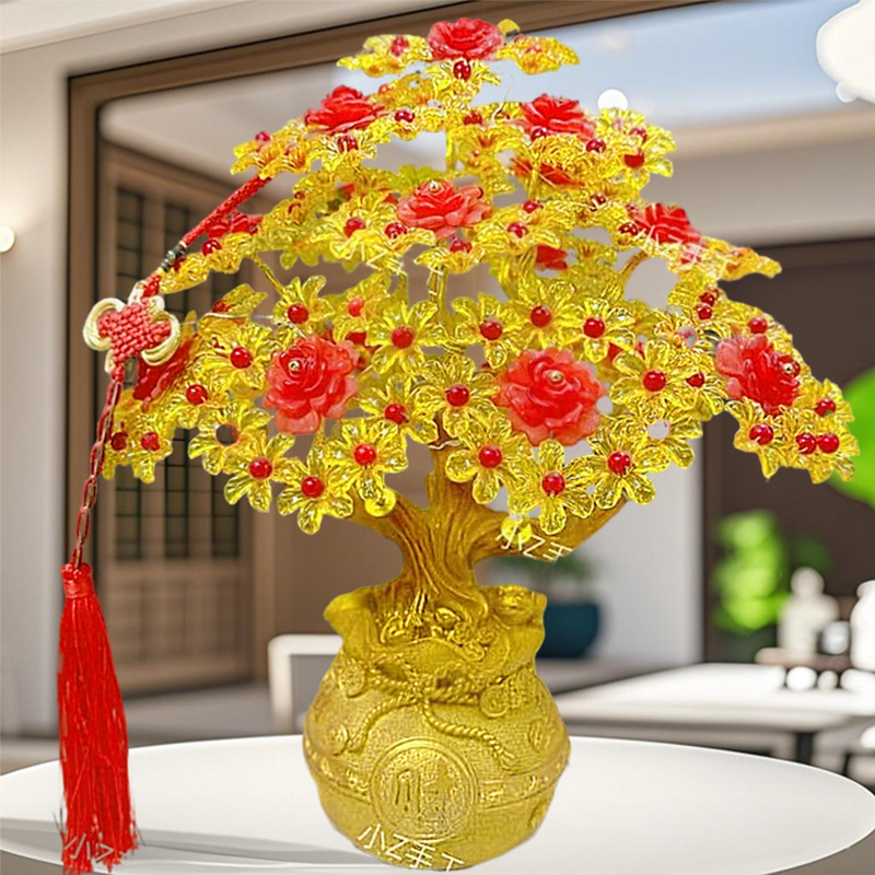 花开富贵18孔福袋发财树材料包diy手工串珠手工编织工艺品