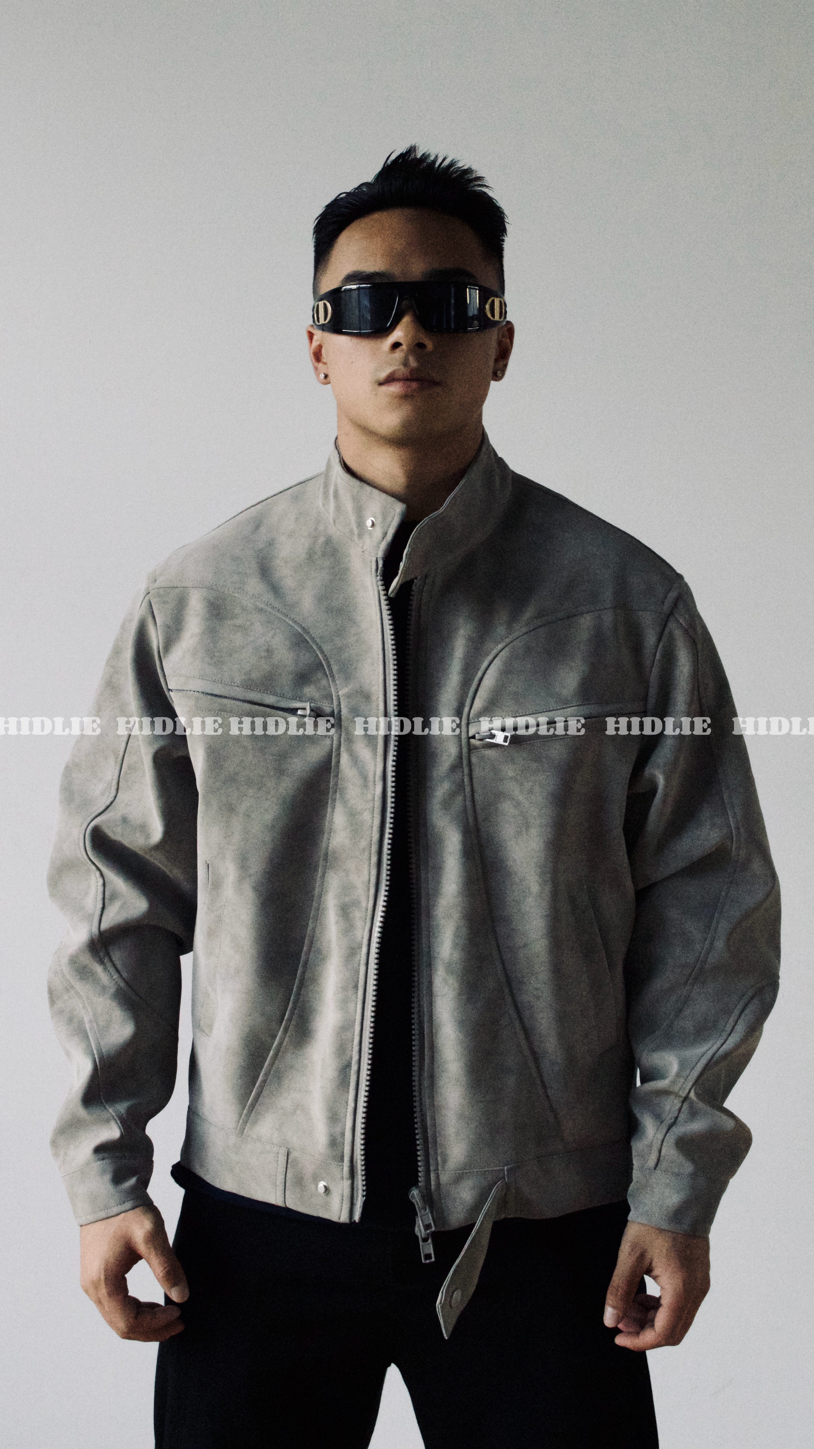 HIDLIE 秋季新款 哈灵顿做旧皮衣硬汉重工水洗美式立领男士复古