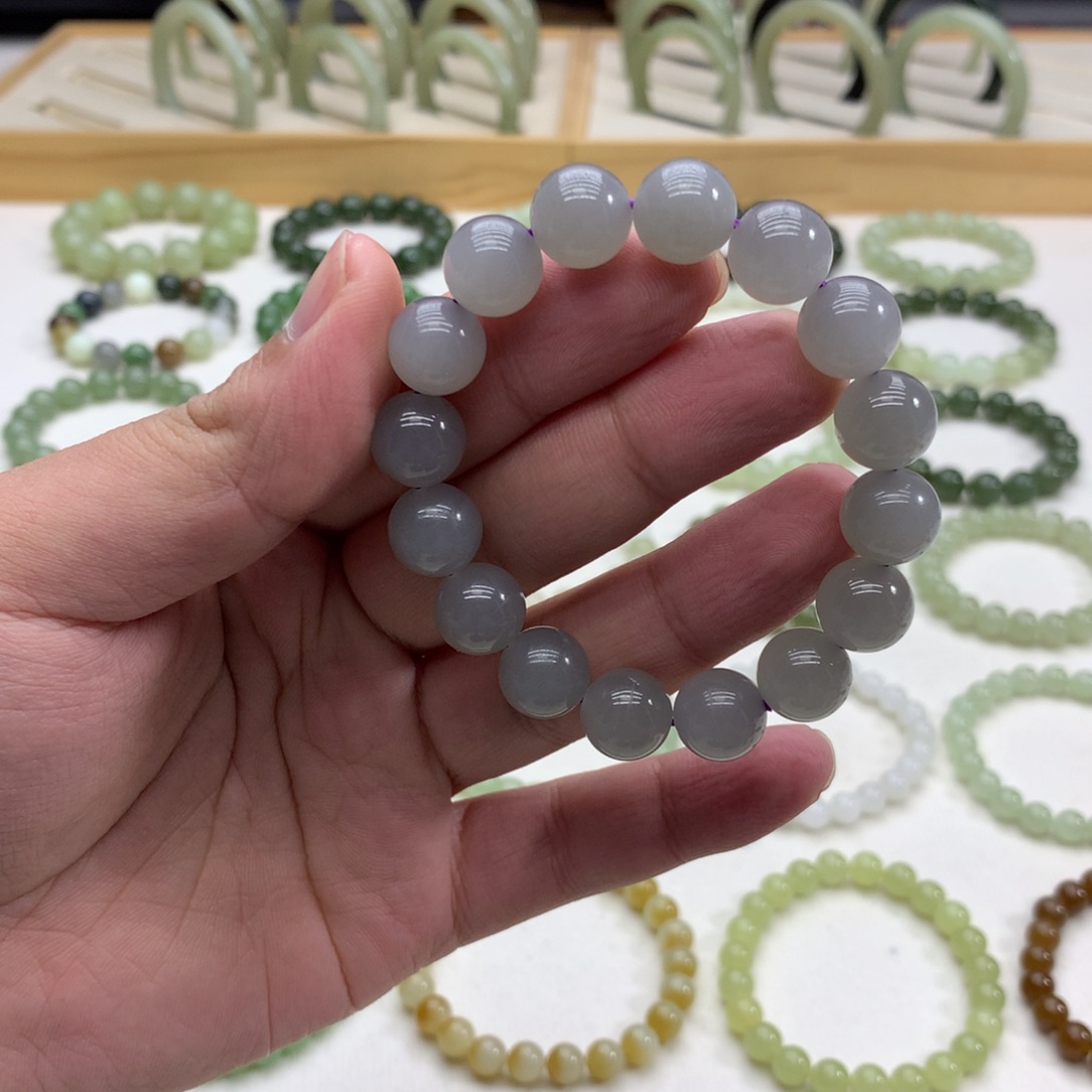 和田玉手串（冰烟紫11.8）未镶嵌