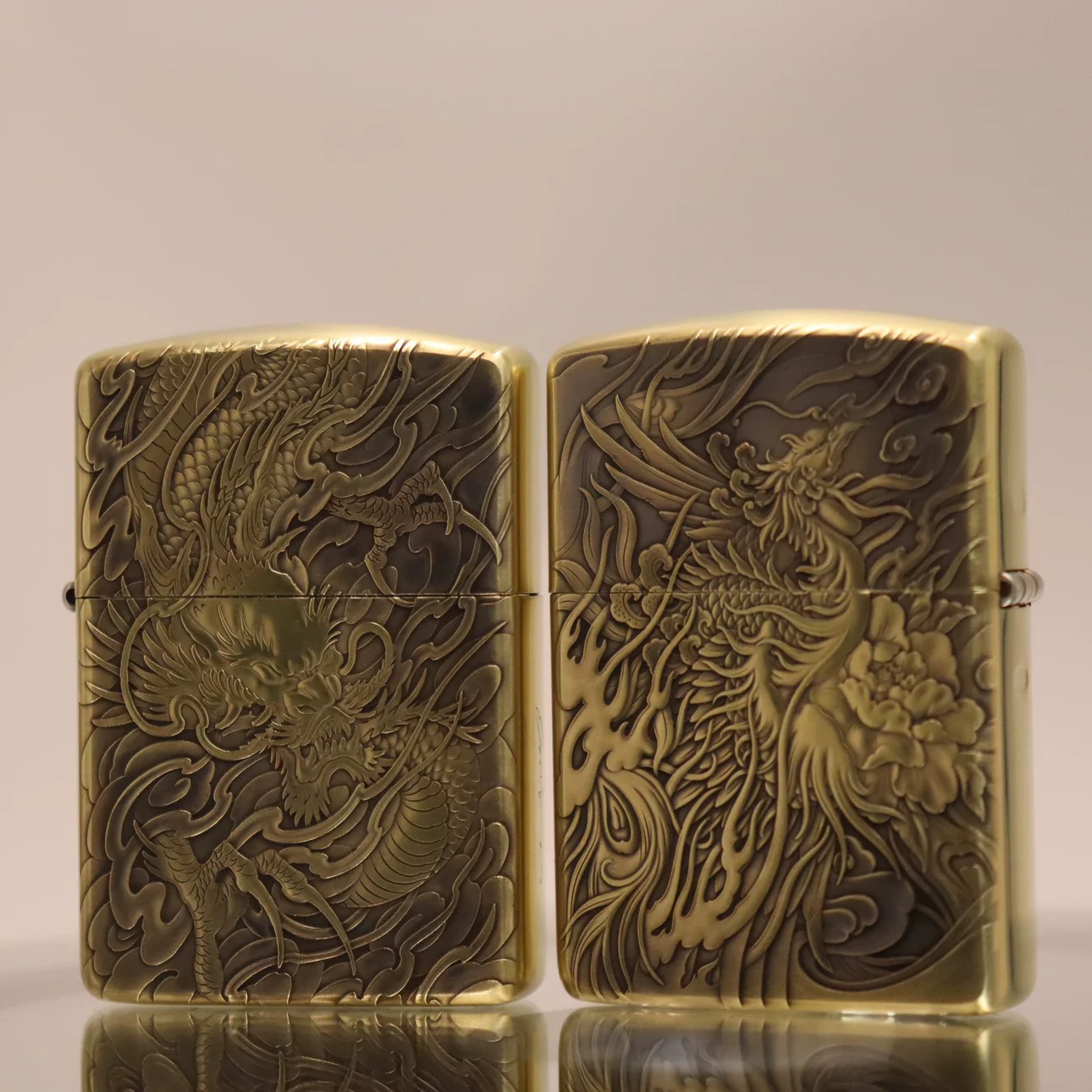 Zippo打火机正版GW黄铜盔甲3D浮雕龙凤呈祥 防风送礼收藏DYJ1