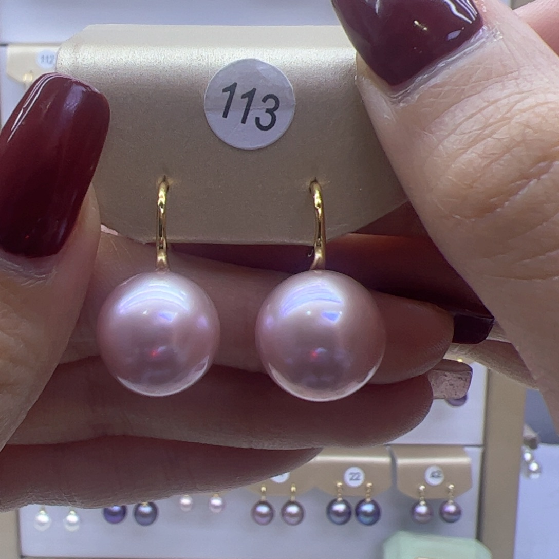 淡水珍珠耳饰银S925镶嵌
