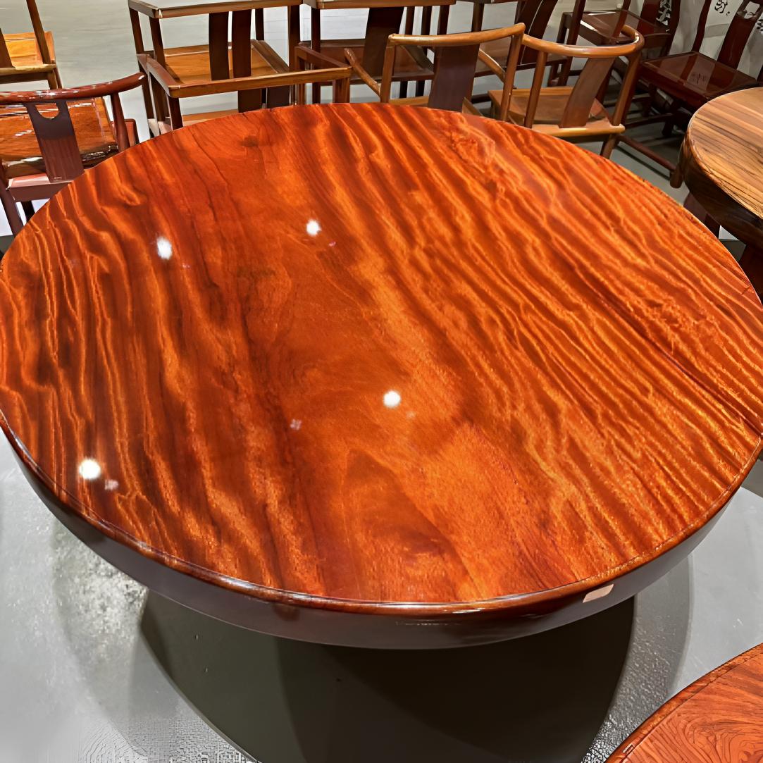 整板纯实木 大圆桌（餐桌）圆形 原木色 切割 简约轻奢家用饭桌