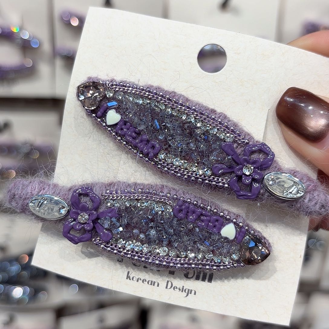 布艺铁合金紫色叶子压夹一对