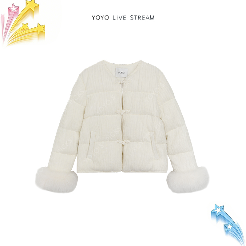 【YOYO首发】 FORNI 晚香玉 90白鸭绒新中式羊毛羽绒服