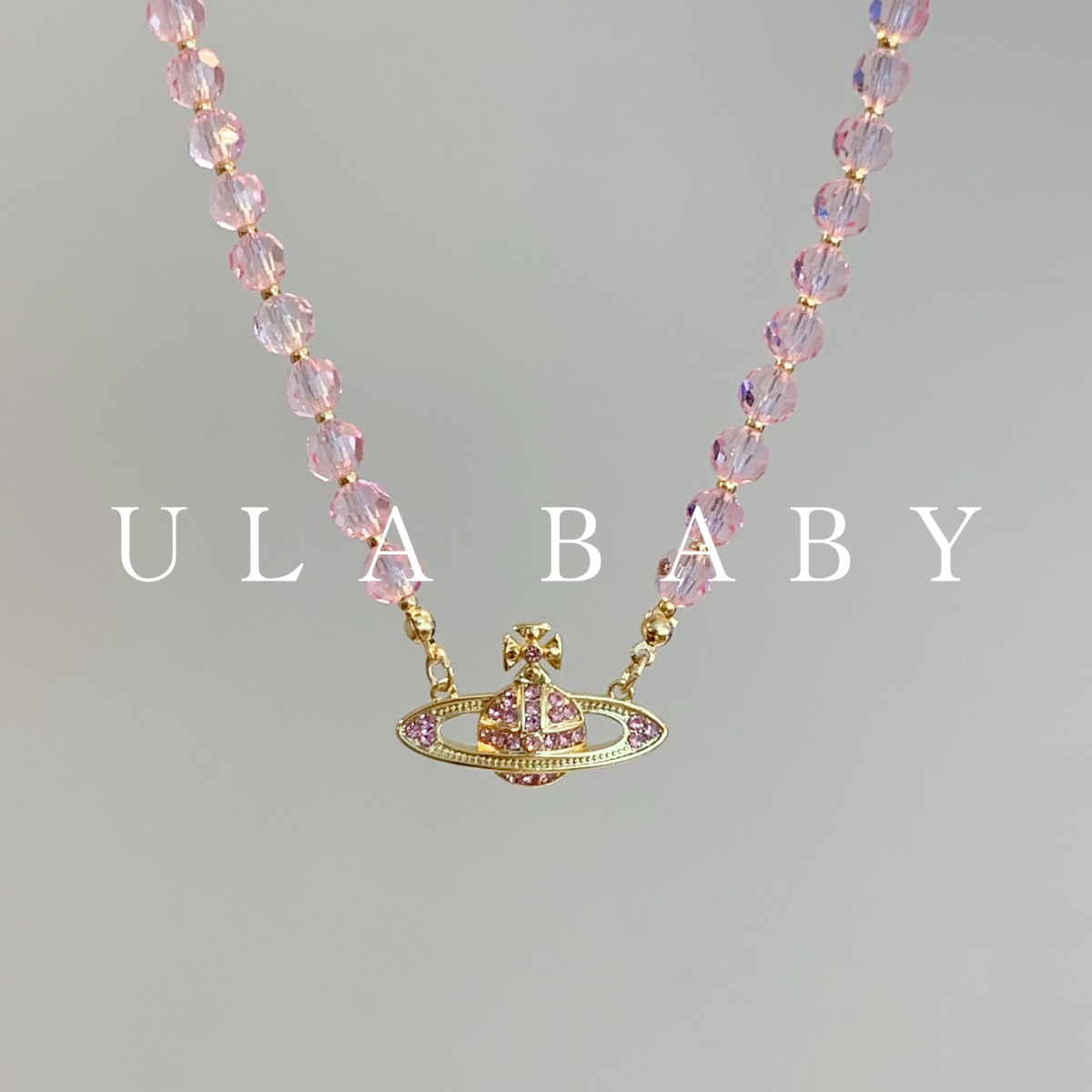 铜合金项链 【喜儿ula】5-15-2气质星球精致粉镶百搭项链