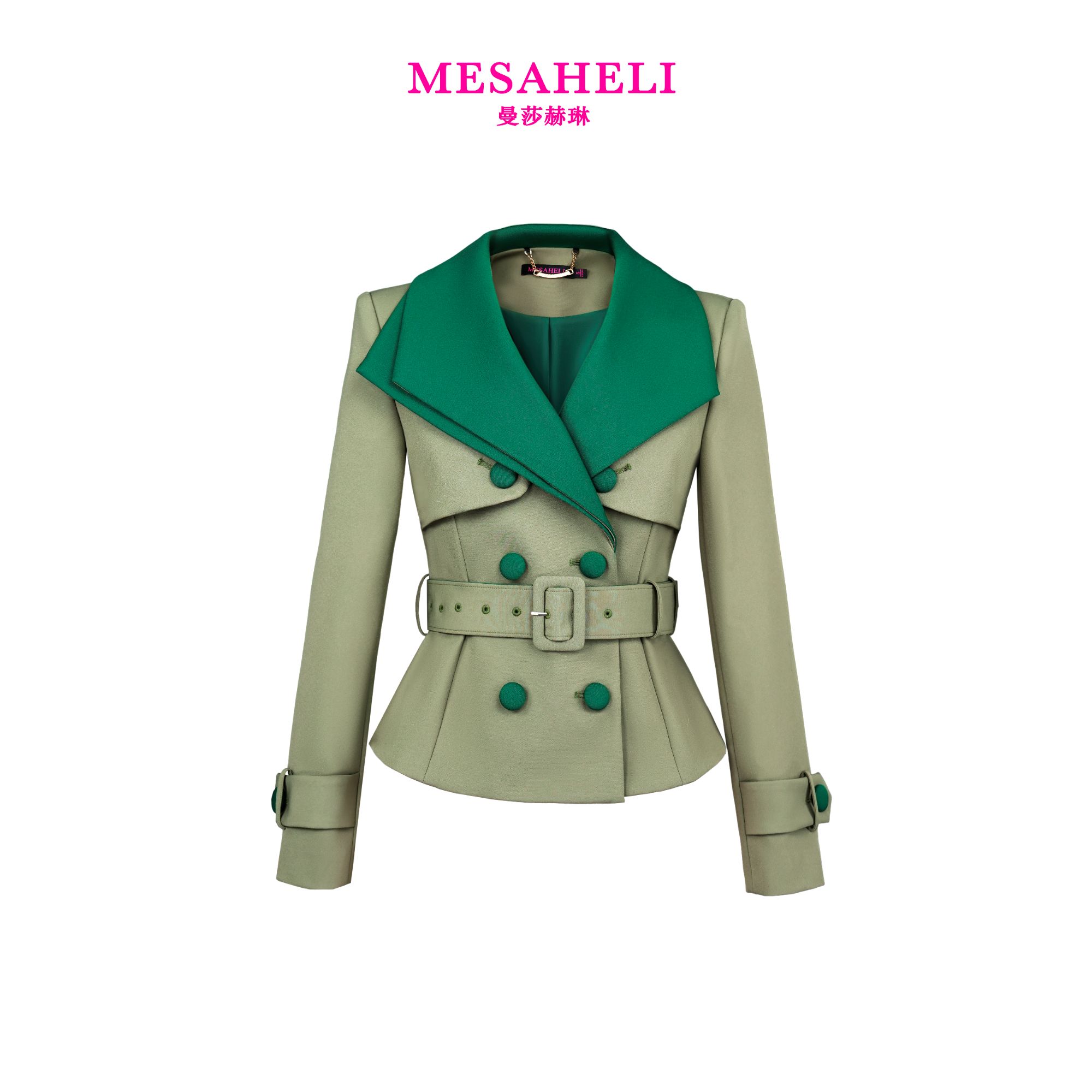 MESAHELI/曼莎赫琳 时尚拼接翻领气质女士上衣显瘦修身外套0282