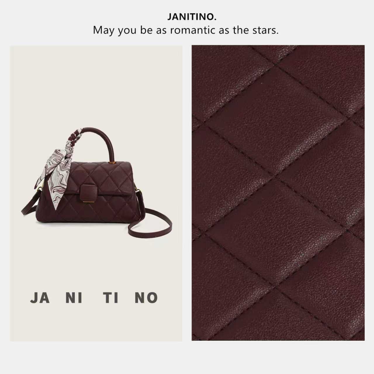 JANITINO/佳妮蒂诺新款时尚高级感手提单肩包4807朗姆红酒