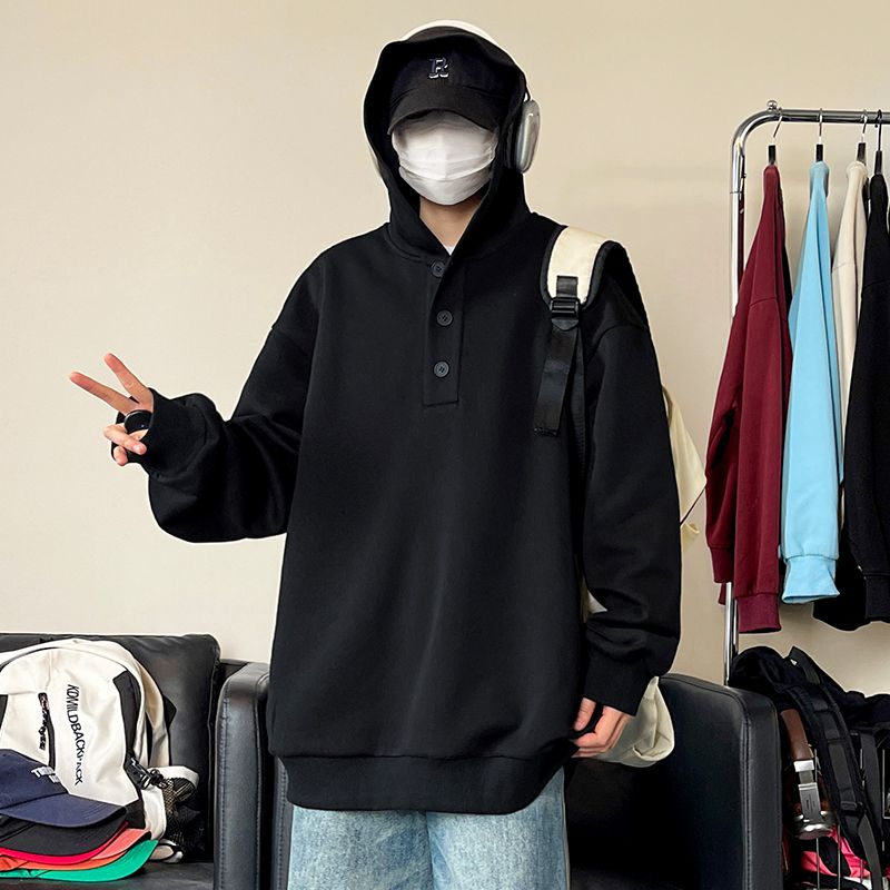 保暖连帽长袖透气印花撞色美式卫衣套头上衣失序混搭风宽松港风