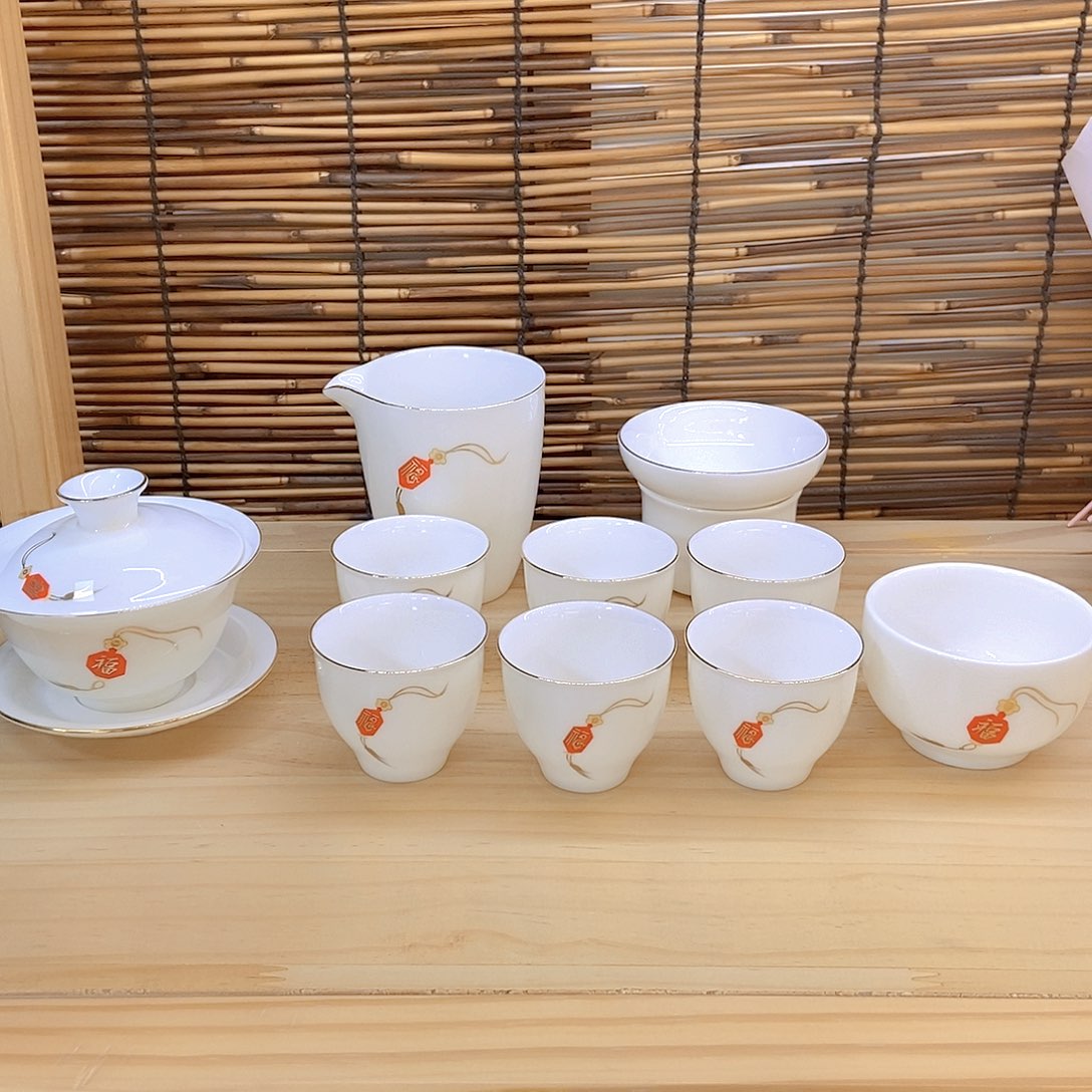 羊脂玉瓷茶具套装