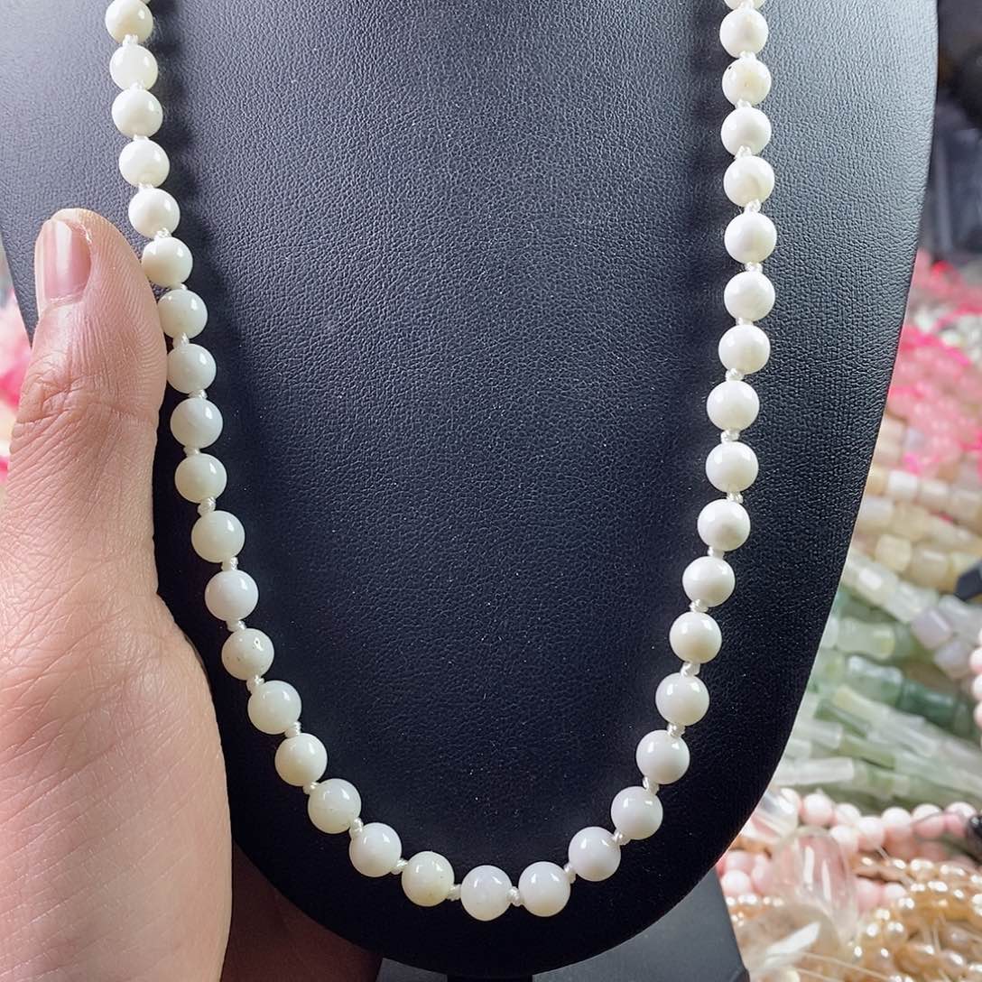 玛瑙/玉髓珠宝半成品合金一条天然6mm大白车贝壳项链