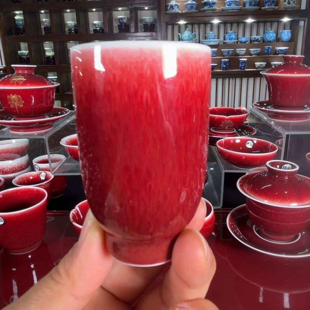 景德镇陶瓷茶具郎红杯子