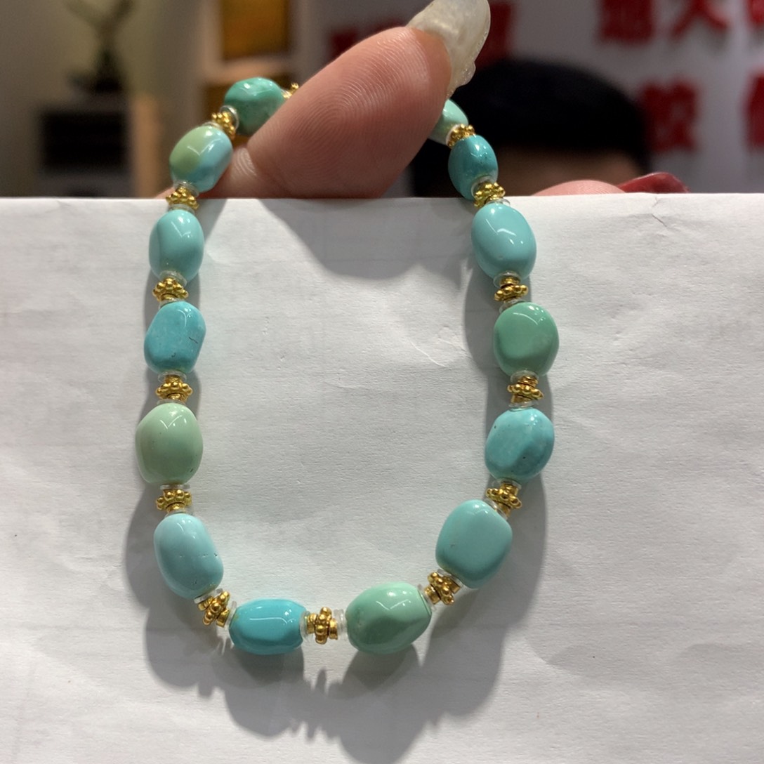 绿松石单圈银S925镶嵌