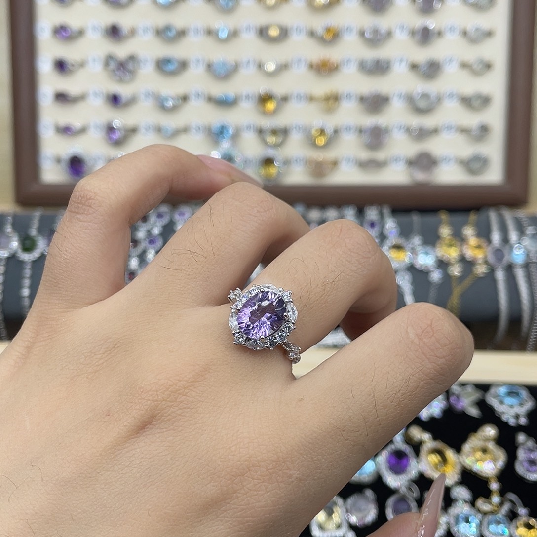 脆***s银S925镶嵌紫晶戒指