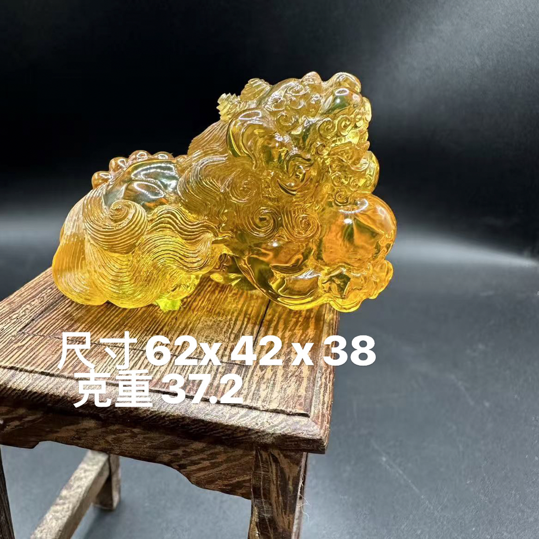 缅甸天然琥珀大师工蓝珀精工貔貅吊坠挂件