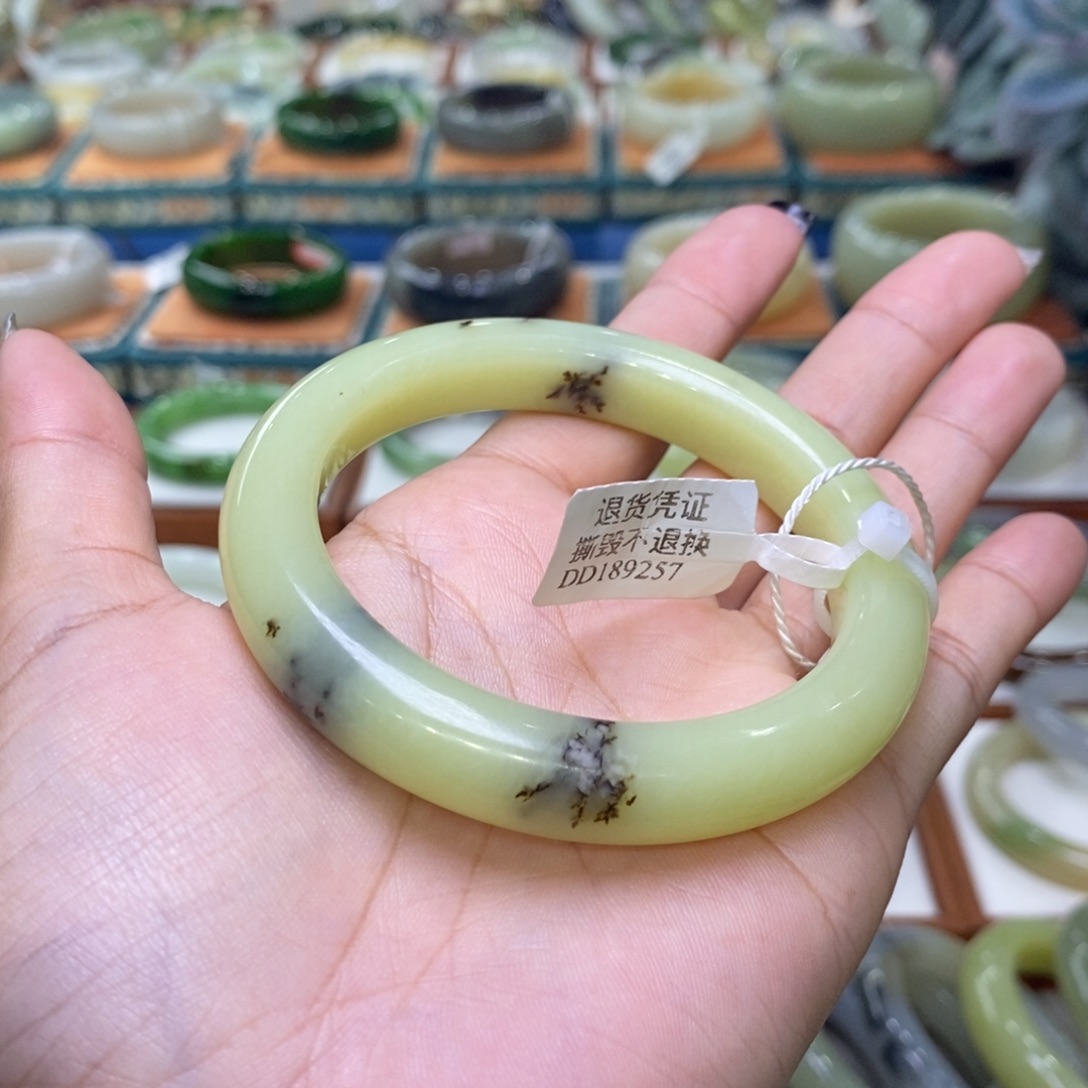 和田玉未镶嵌手镯和田玉若羌黄口飘桂花57