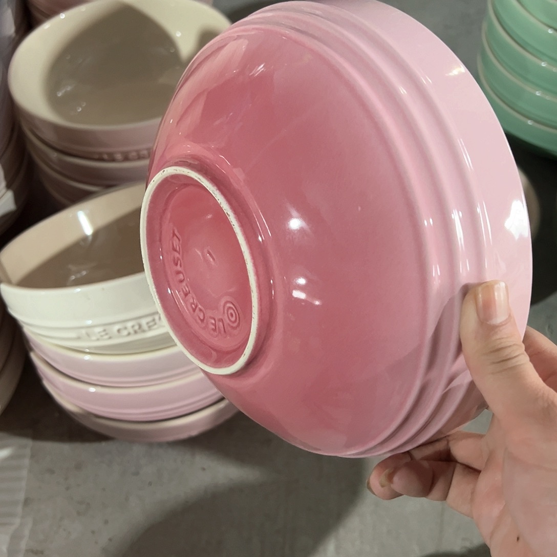 陶瓷 大汤碗 浅粉色2个