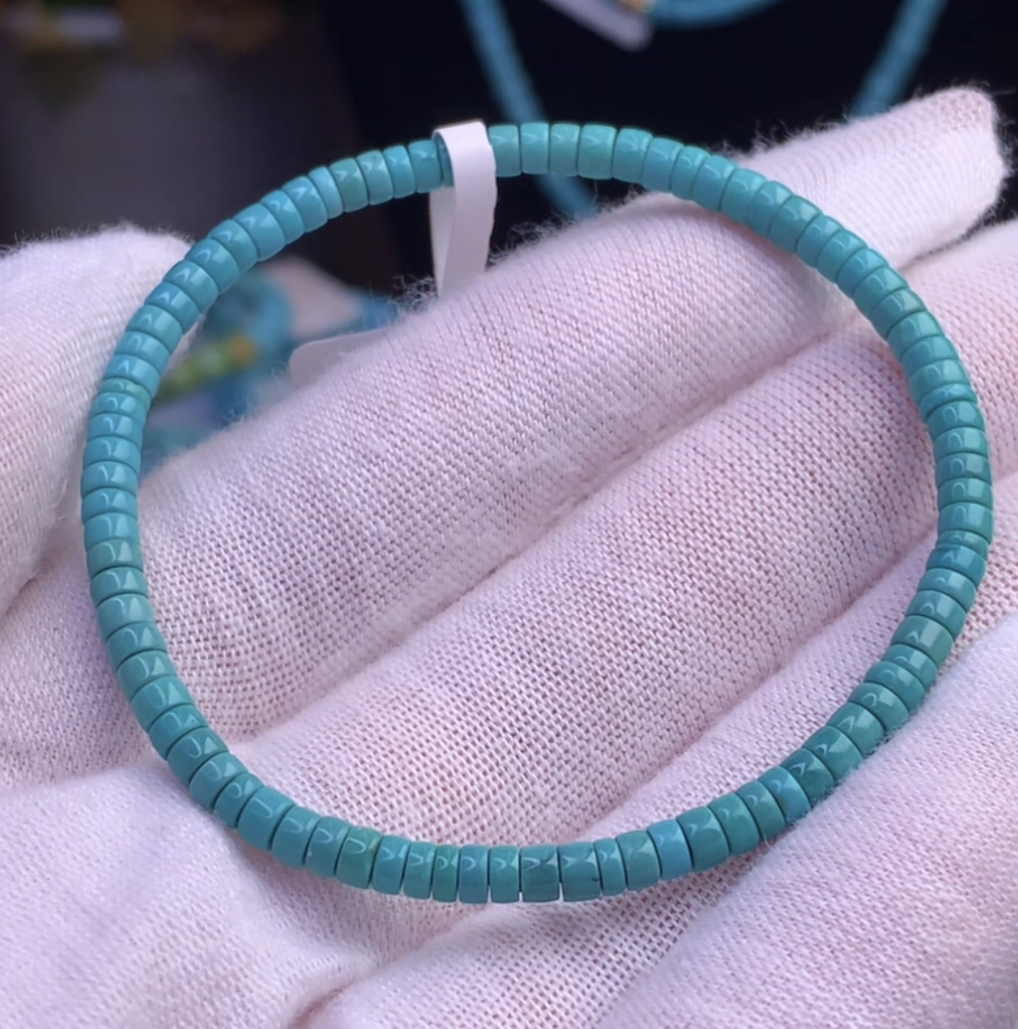 原矿绿松石精品隔珠单圈，3.7毫米，3.75克