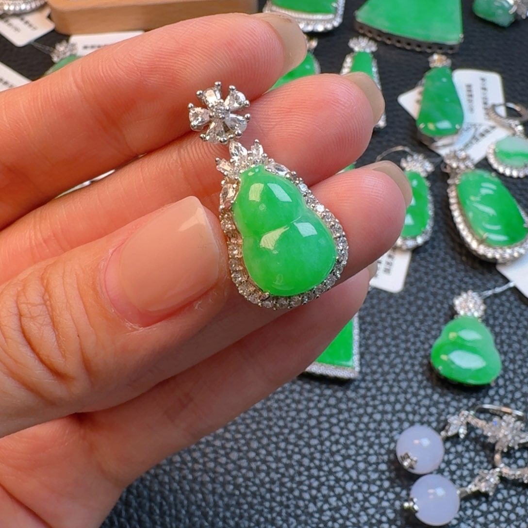 翡翠银S925镶嵌吊坠(不含链)