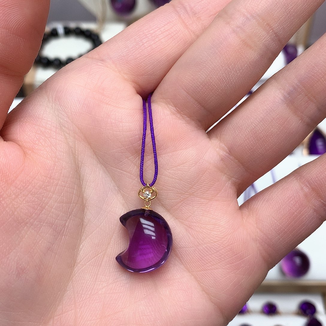 紫晶吊坠(赠链)18K金镶嵌