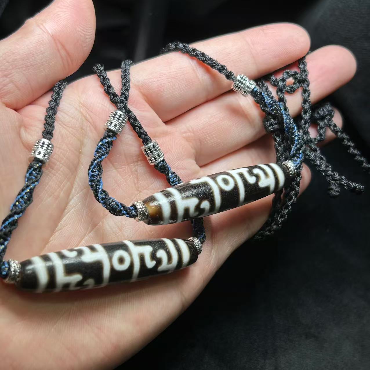 【曹美丽精选】H25918-玛瑙DIY脖挂（莲三眼）-多样性发其一-12*57mm-