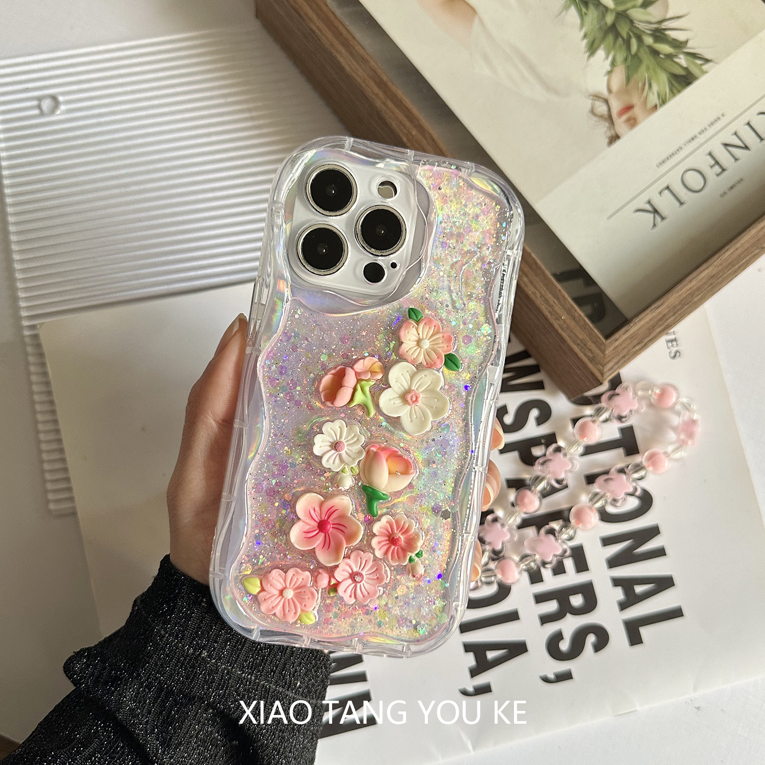 小清新立体桃花小众创意手机壳适用苹果华为小米OPPOvivoiPhone16