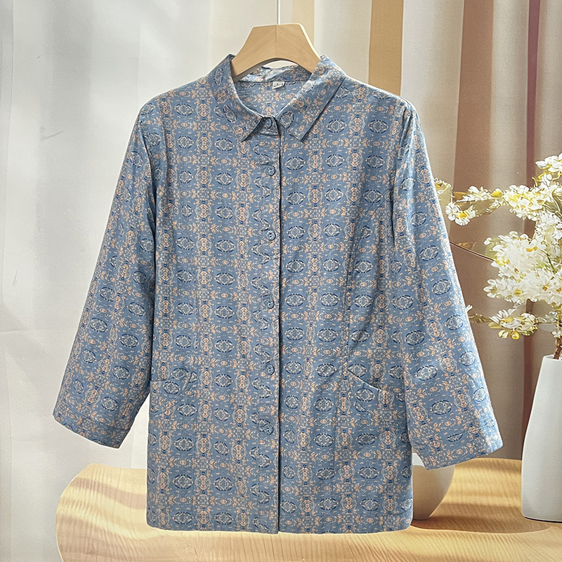25年春夏纯棉衬衫中老年人妈妈夏季宽松100%全棉衬衣老太太衣服女