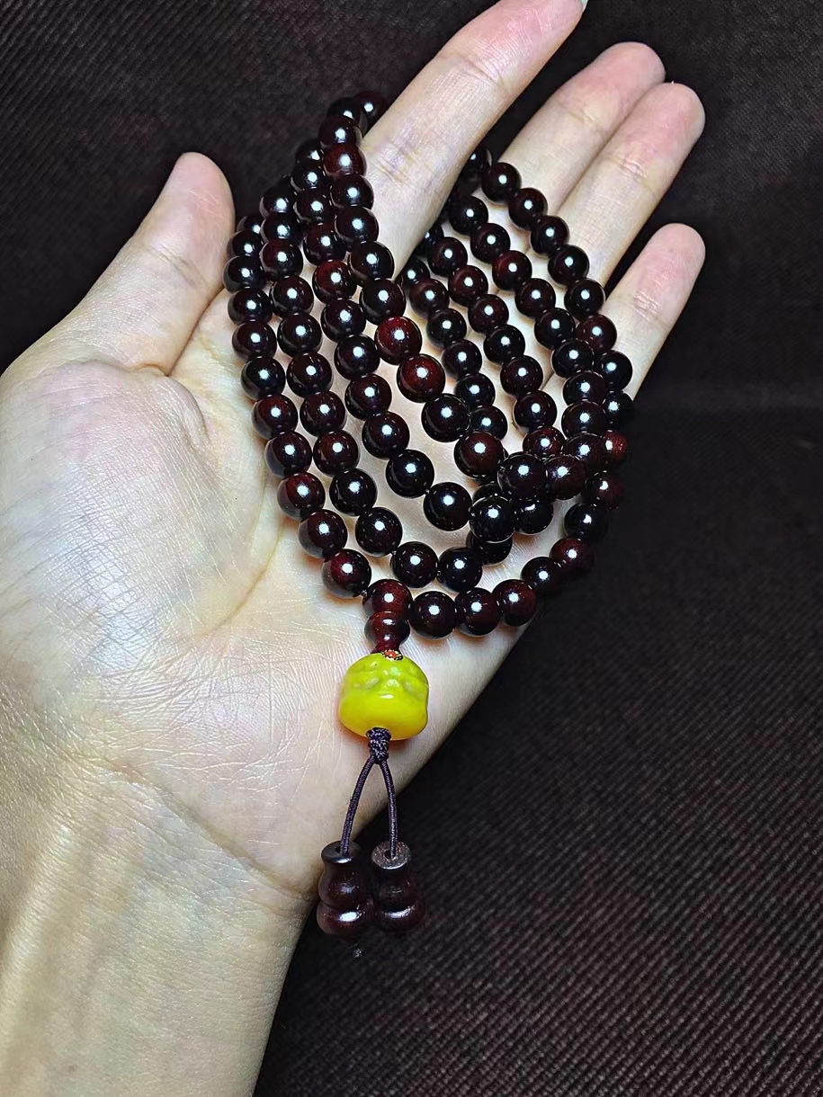 小叶紫檀老料 0.7x108颗泥料玻璃底碰碰星高油密材质细腻坚硬