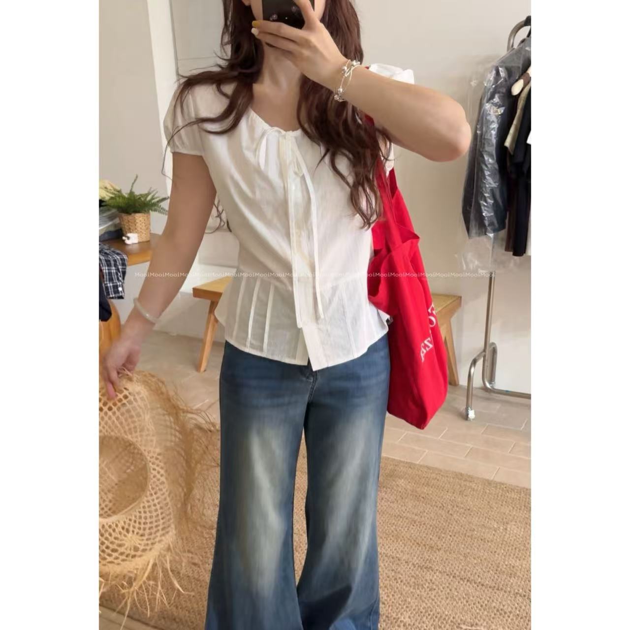 【mooi】'半勺甜'夏季新款韩版ins风小众设计感衬衫