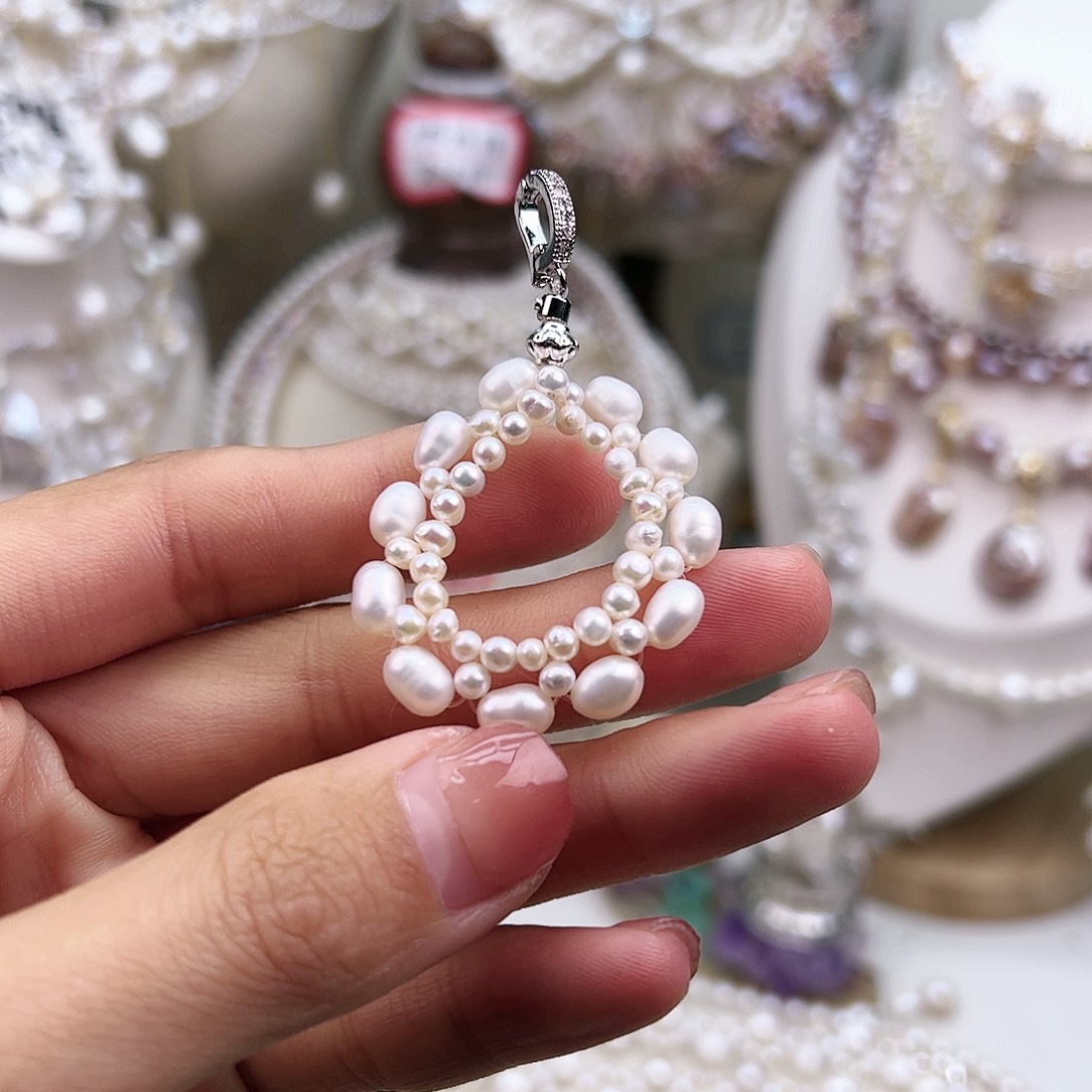 淡水珍珠颈饰银S925镶嵌