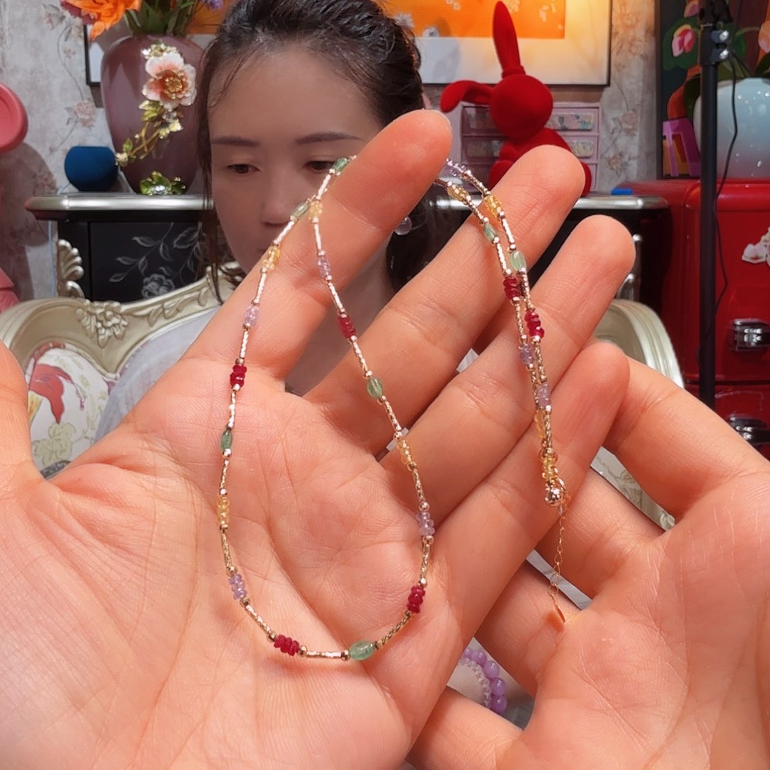 红宝石项链18K金镶嵌