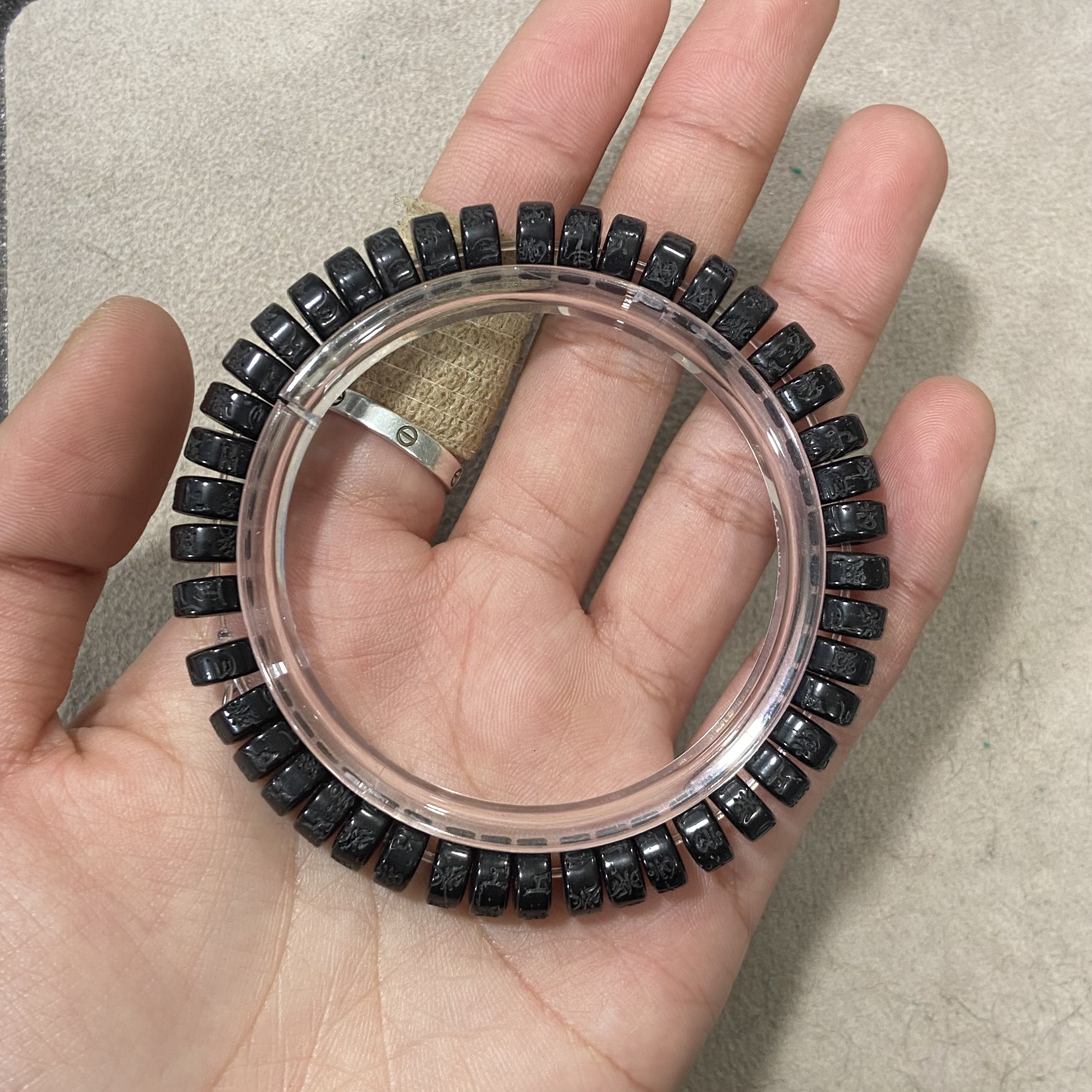 K52原生态椰蒂雕刻卡0.8单圈手串