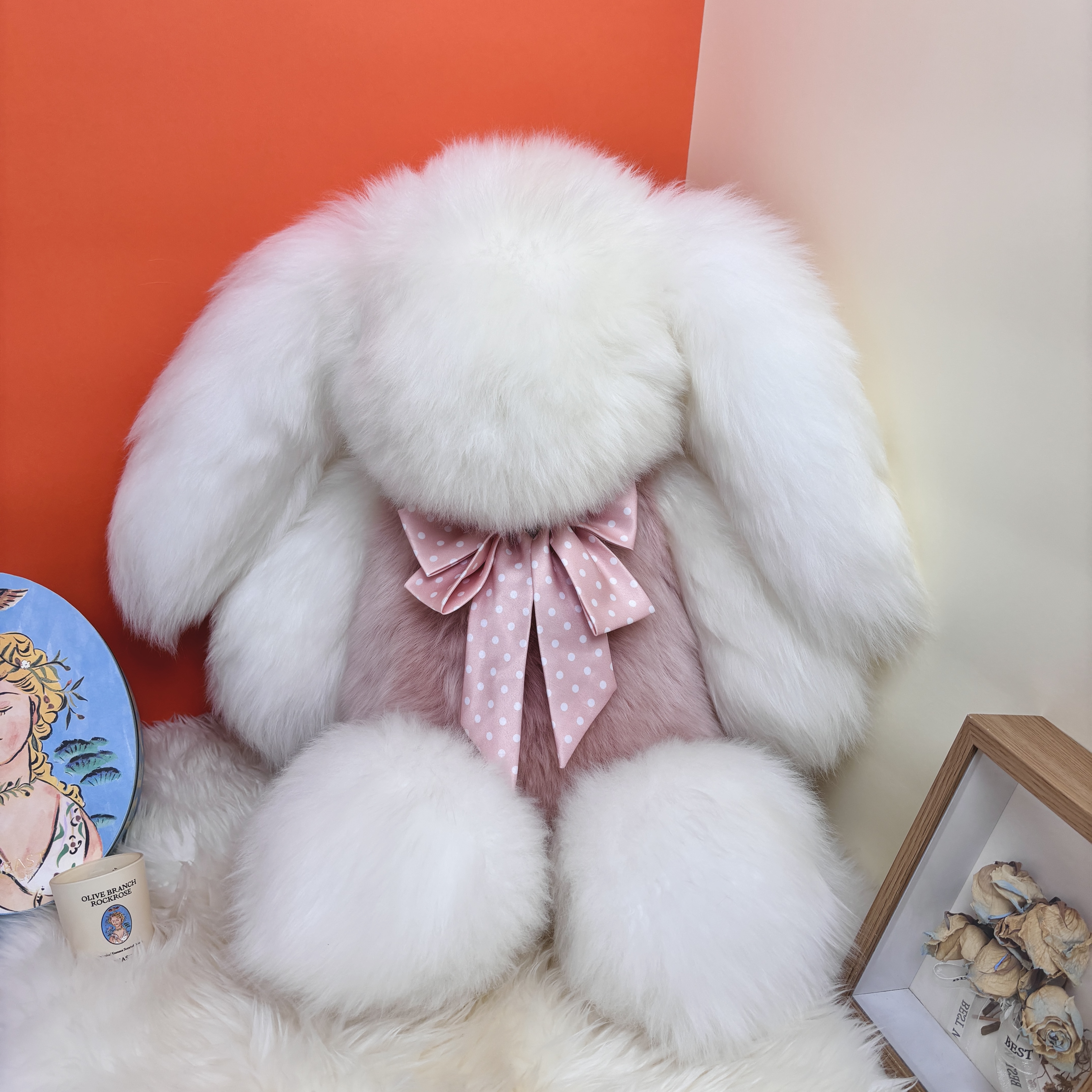 【65cm大兔子】真羊毛手工治愈陪伴节日环保礼物亲子玩偶送女友圣诞