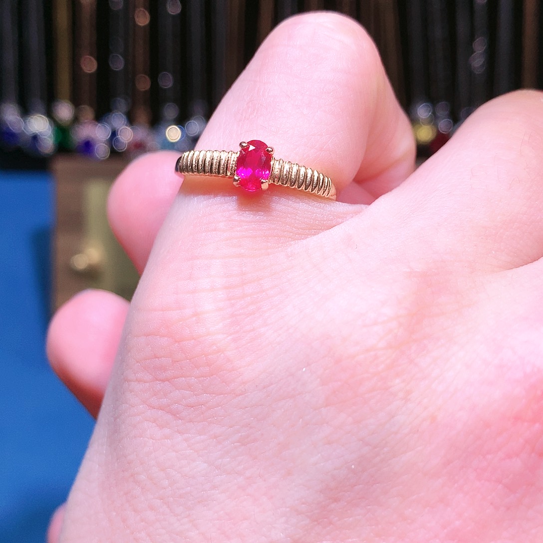 红宝石耳饰银S925镶嵌