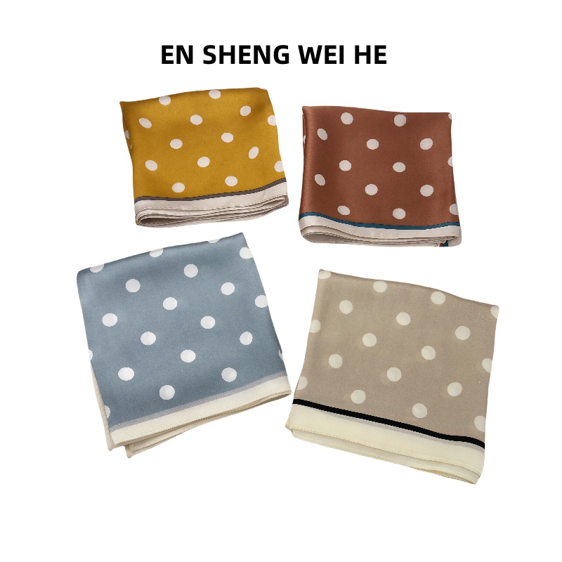 53x53尺寸百分百桑蚕丝巾波点新款经典百搭款式