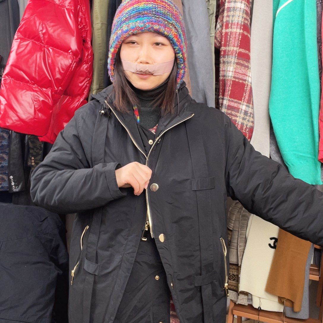 棉服中长款M码金色拉链