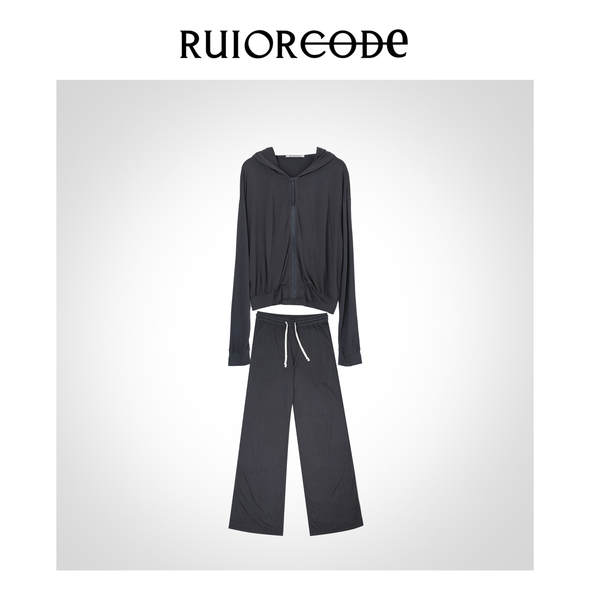 【RUIORCODE】舒适感连帽拉链外套+抽绳松紧腰长裤套装 理性消费！！