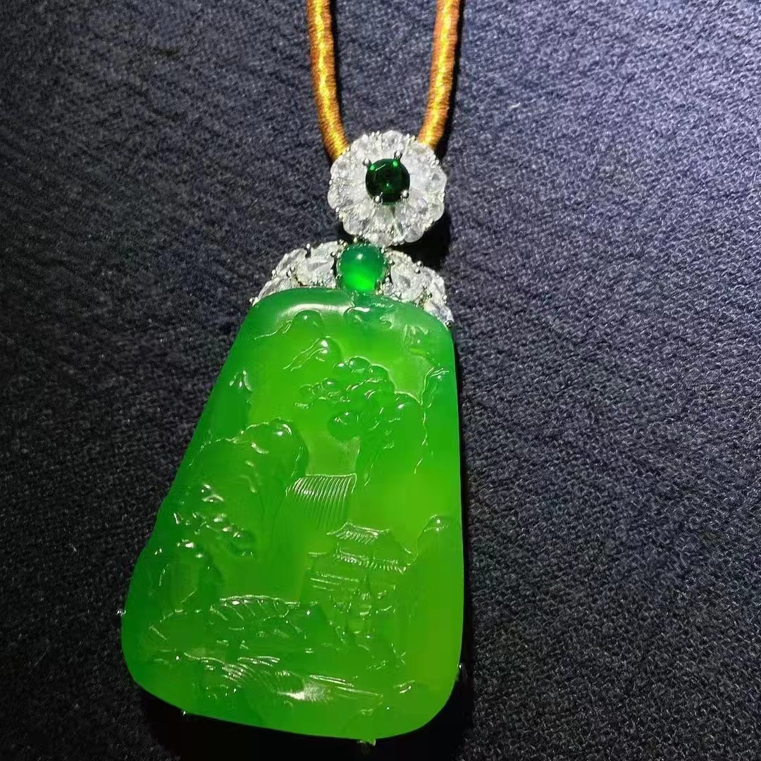 【 正品保真 美灿珠宝】山水牌纯天然满绿（证书+礼盒）QA28833