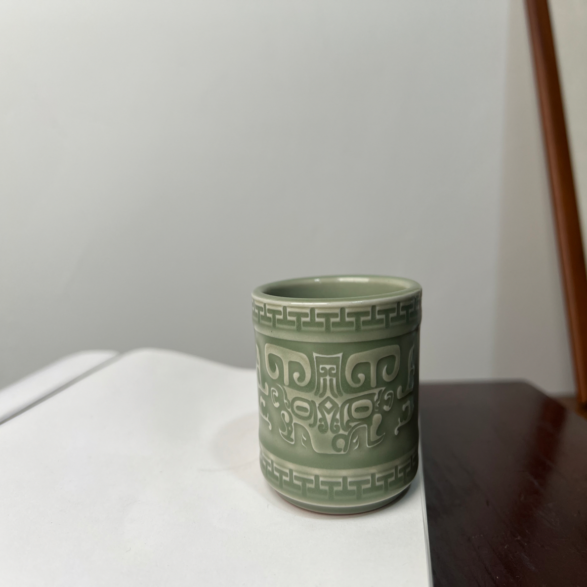 特价新中式青瓷刻绘陶瓷茶杯茶室工夫茶具主人杯