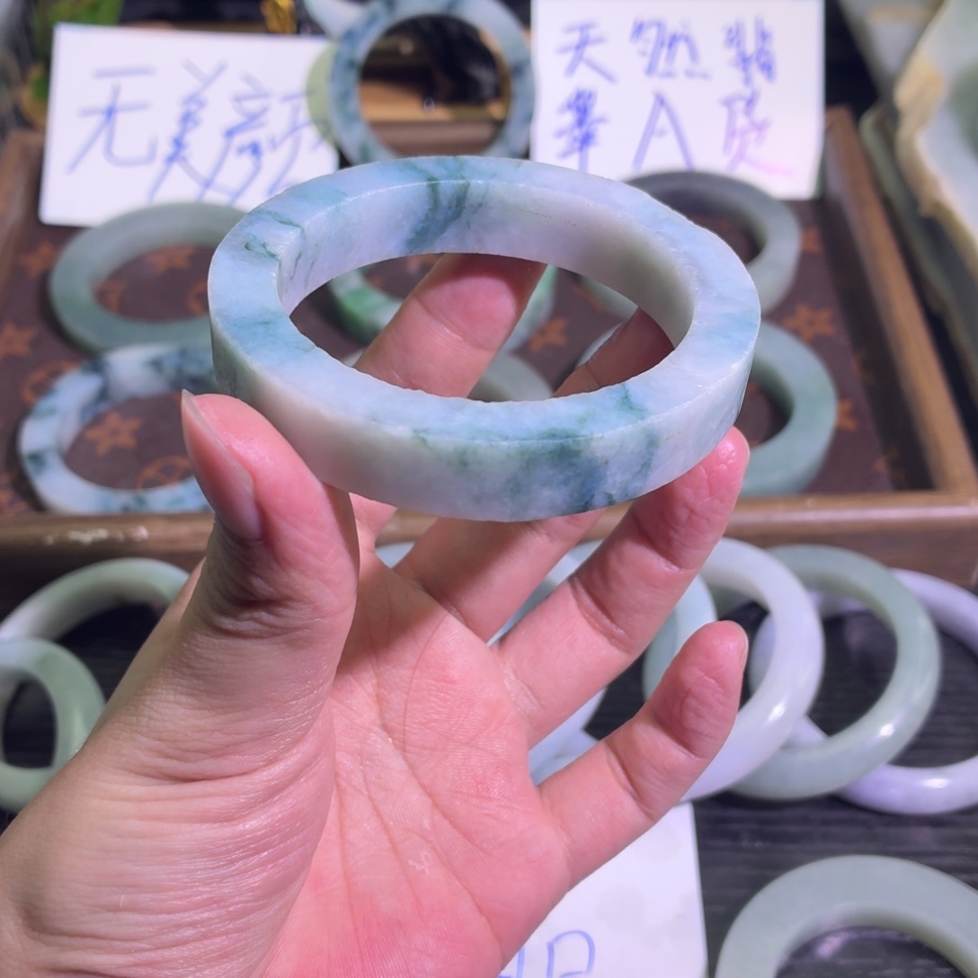 定制翡翠未镶嵌天然纹理随机，追求完美者慎拍