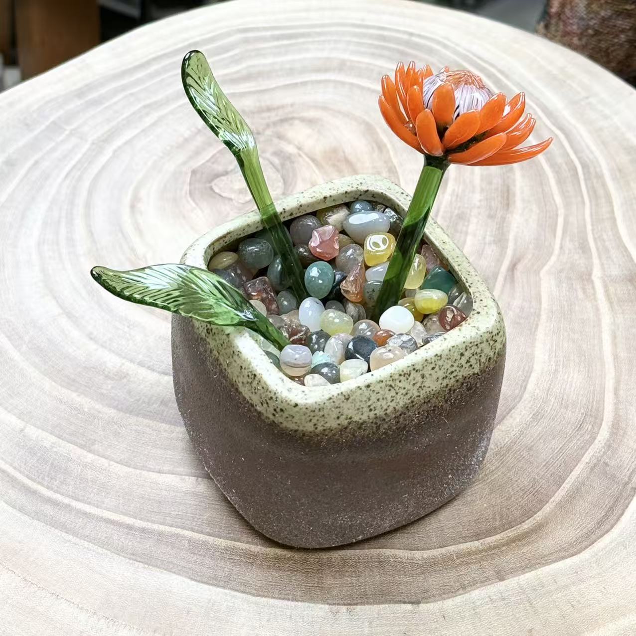 LZ5261-1 【帝王花】纯手工制作琉璃摆件（不带盆）