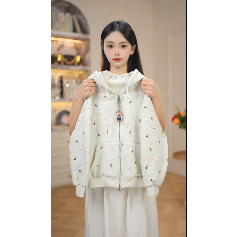 女童卫衣秋冬装2025新款儿童洋气连帽加绒加厚上衣冬季时髦潮7557